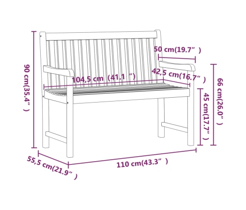 vidaxL Banco de jardín 110 cm madera maciza acacia