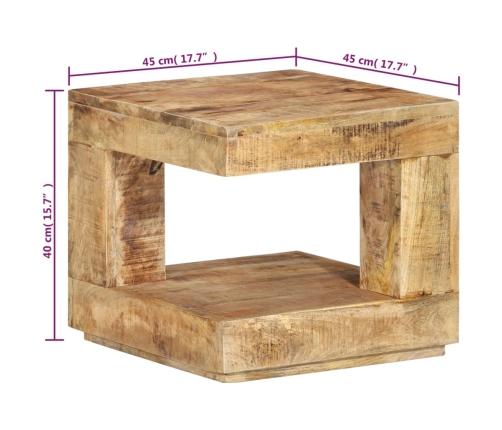 Mesa de centro de madera maciza de mango 45x45x40 cm