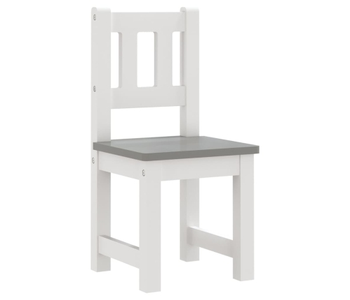 Mesa y sillas infantiles 3 piezas MDF blanco y gris