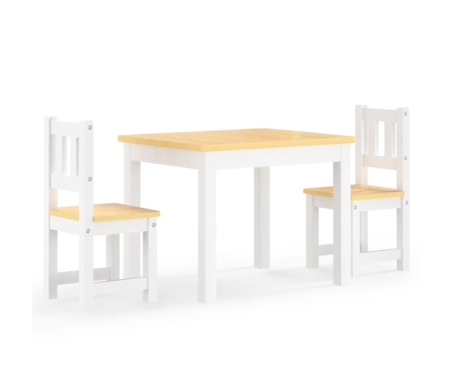 Mesa y silla infantil 3 pzas MDF blanco y beige