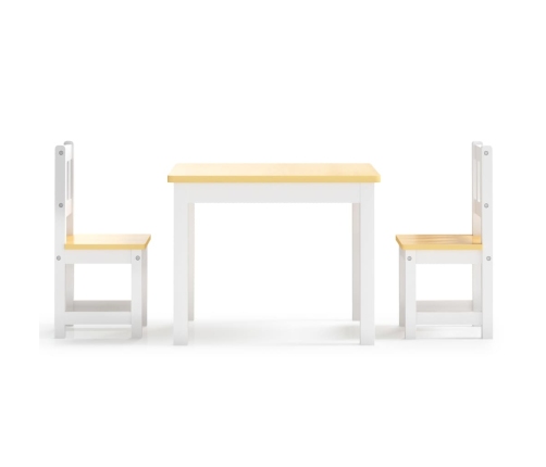 Mesa y silla infantil 3 pzas MDF blanco y beige