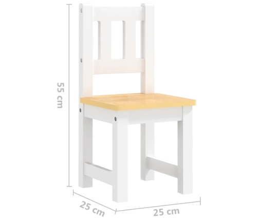 Mesa y silla infantil 3 pzas MDF blanco y beige