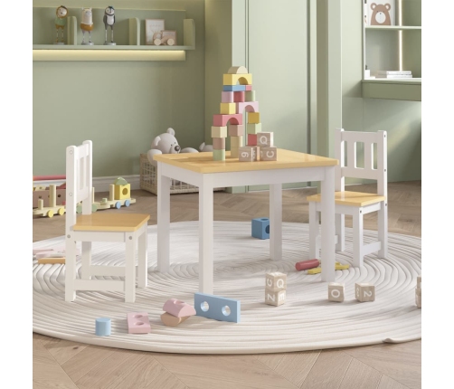 Mesa y silla infantil 3 pzas MDF blanco y beige