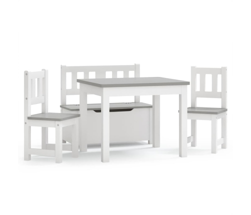 Mesa y sillas infantiles 4 piezas MDF blanco y gris