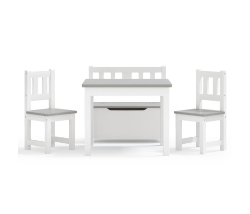 Mesa y sillas infantiles 4 piezas MDF blanco y gris