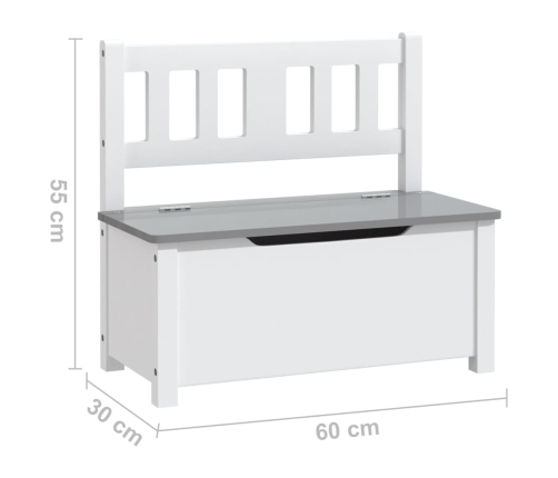 Mesa y sillas infantiles 4 piezas MDF blanco y gris