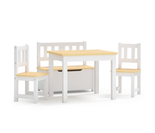 Mesa y sillas infantiles 4 piezas MDF blanco y beige