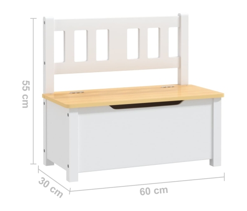 Mesa y sillas infantiles 4 piezas MDF blanco y beige