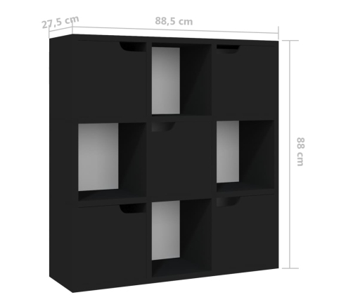 Estantería de madera de ingeniería negra 88,5x27,5x88 cm