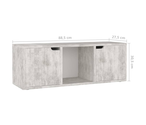 vidaXL Mueble de TV madera de ingeniería hormigón 88,5x27,5x30,5 cm