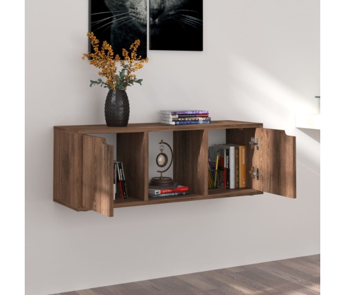 Mueble TV madera de ingeniería roble ahumado 88,5x27,5x30,5 cm