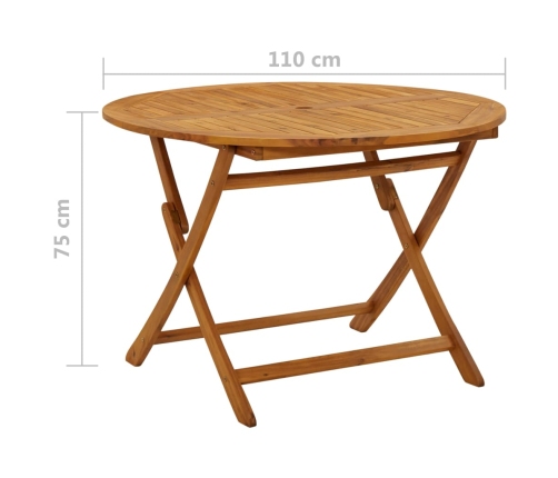 Mesa plegable de jardín de madera maciza de acacia 110 cm