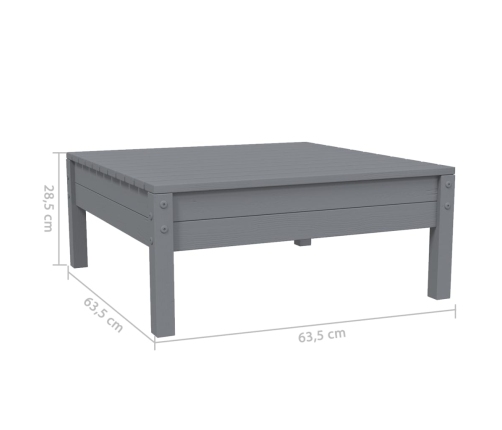 Juego muebles de jardín 3 pzas cojines gris madera pino maciza