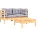 Juego muebles de jardín 3 pzas cojines gris madera pino maciza