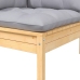Juego muebles de jardín 3 pzas cojines gris madera pino maciza