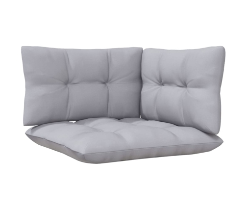 Juego muebles de jardín 3 pzas cojines gris madera pino maciza