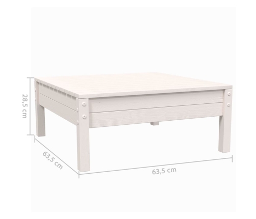 Juego de muebles de jardín 3 pzas y cojines blanco madera pino