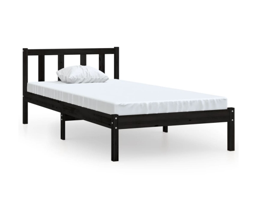 vidaXL Estructura de cama madera maciza pino individual negro 90x190cm