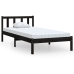 vidaXL Estructura de cama madera maciza pino individual negro 90x190cm