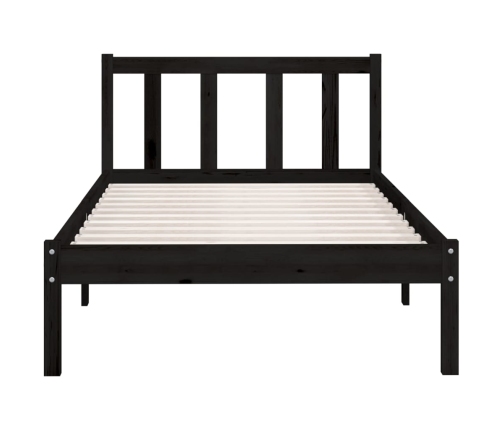 vidaXL Estructura de cama madera maciza pino individual negro 90x190cm