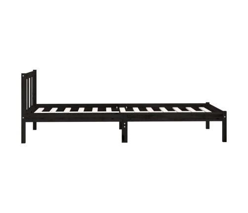 vidaXL Estructura de cama madera maciza pino individual negro 90x190cm