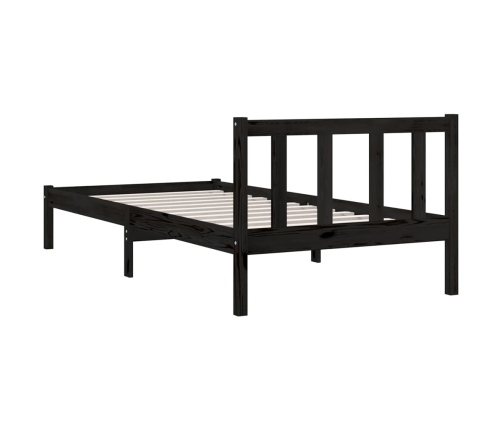 vidaXL Estructura de cama madera maciza pino individual negro 90x190cm