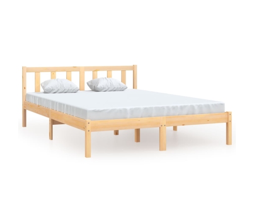 Estructura de cama doble pequeña sin colchón madera maciza