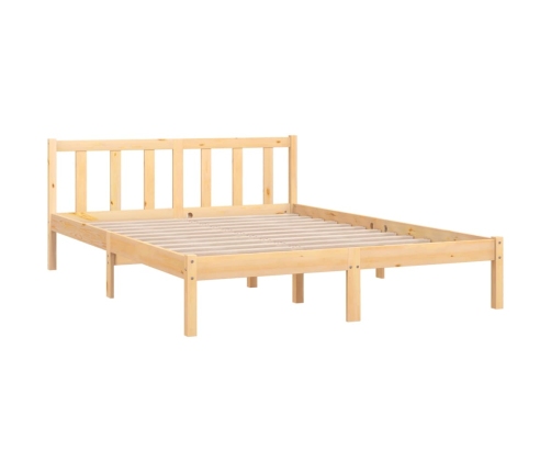 Estructura de cama doble pequeña sin colchón madera maciza