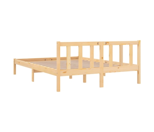 Estructura de cama doble pequeña sin colchón madera maciza