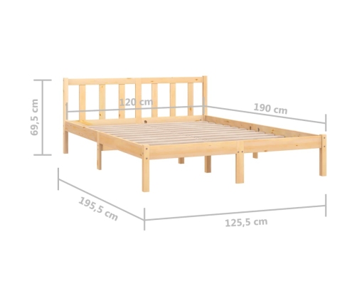 Estructura de cama doble pequeña sin colchón madera maciza