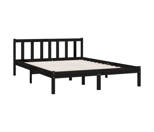 Estructura cama doble pequeña sin colchón madera maciza negro