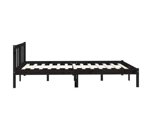 Estructura de cama doble sin colchón madera maciza negro