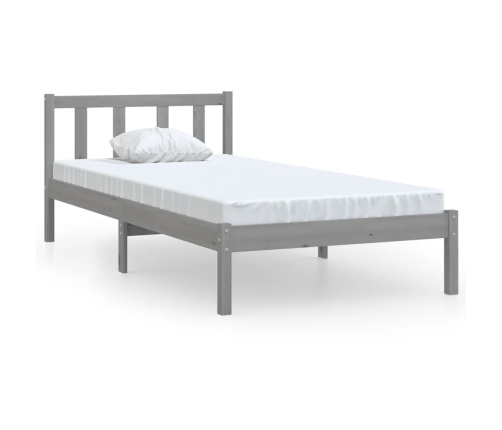 Estructura de cama de madera maciza de pino gris 90x200 cm