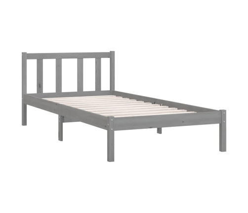 Estructura de cama de madera maciza de pino gris 90x200 cm