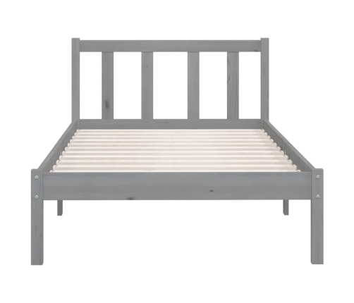 Estructura de cama de madera maciza de pino gris 90x200 cm