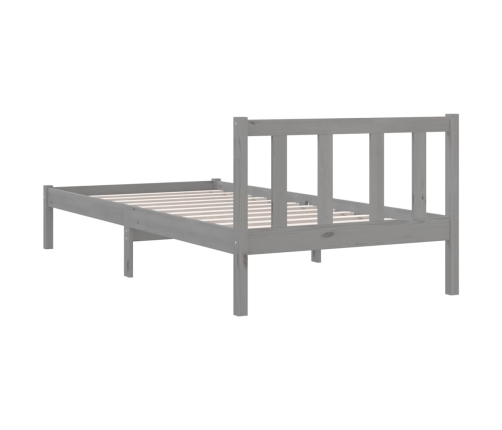 Estructura de cama de madera maciza de pino gris 90x200 cm