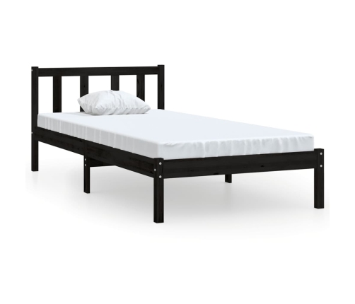 Estructura de cama sin colchón madera maciza negro 90x200 cm