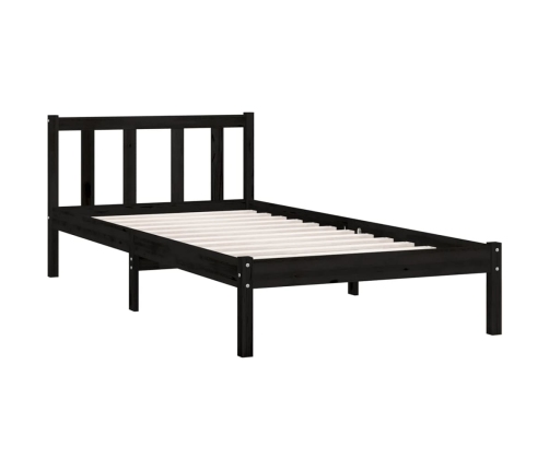 Estructura de cama sin colchón madera maciza negro 90x200 cm