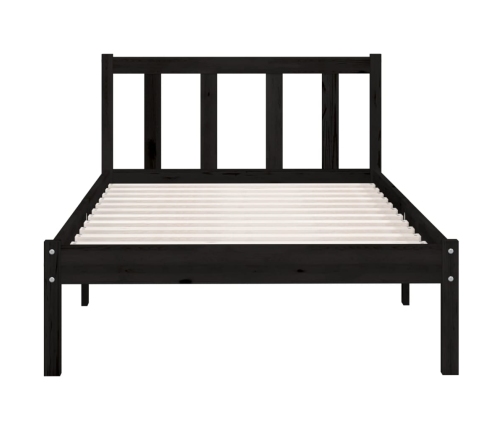 Estructura de cama sin colchón madera maciza negro 90x200 cm