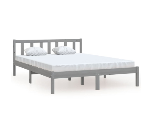 Estructura de cama de madera maciza de pino gris 140x200 cm