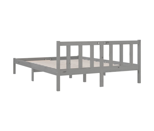 Estructura de cama de madera maciza de pino gris 140x200 cm