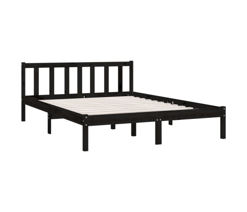 vidaXL Estructura de cama madera maciza de pino negra 150x200 cm