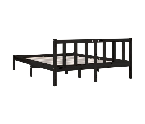 vidaXL Estructura de cama madera maciza de pino negra 150x200 cm