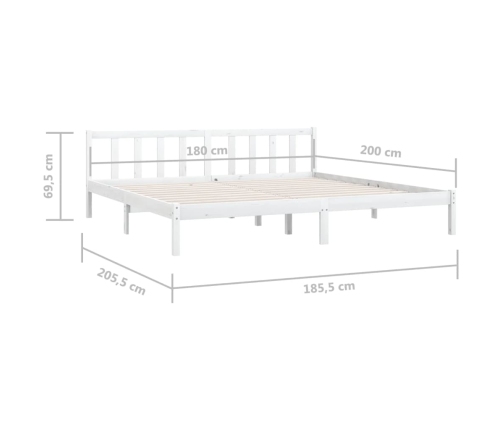 Estructura de cama doble sin colchón madera maciza blanco