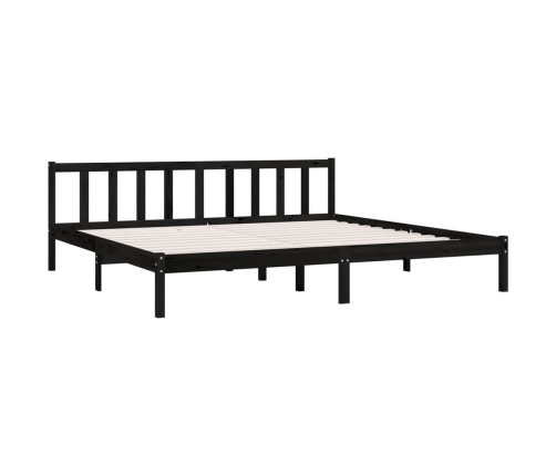 Estructura de cama doble sin colchón madera maciza negro