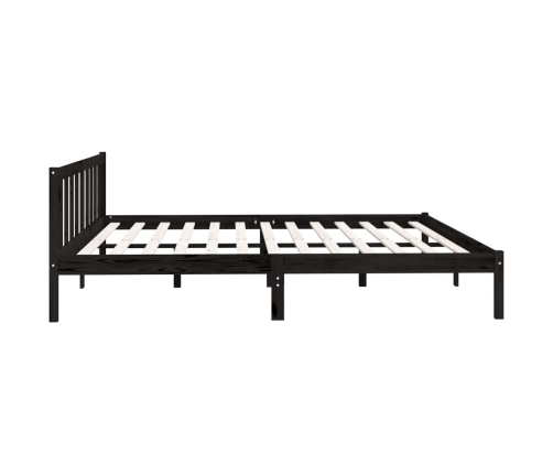 Estructura de cama doble sin colchón madera maciza negro