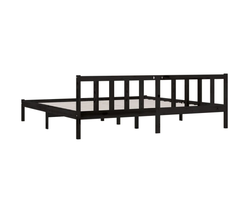 Estructura de cama doble sin colchón madera maciza negro