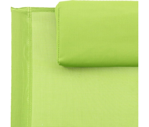 Tumbona con almohada acero y textilene verde