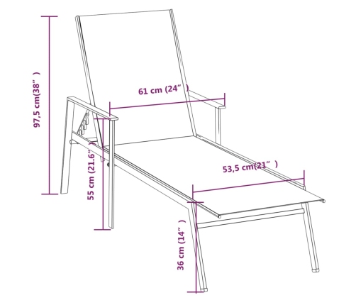 vidaXL Tumbona de acero y tela textilene gris