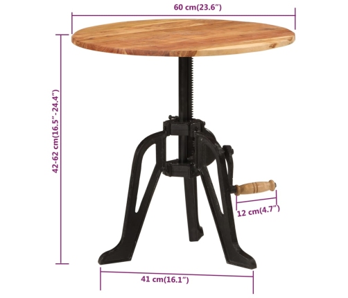 Mesa auxiliar madera de acacia y hierro fundido 60x(42-62) cm